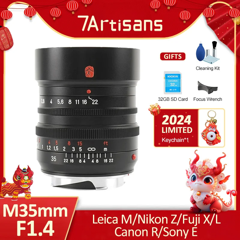 7 Artigiani 7 Artigiani M35Mm F1.4 Obiettivo Principale Con Messa A Fuoco Manuale A Telaio Completo Per Fotocamera Leica M M2 M3 M4 M8 M9 M10 Leica M 