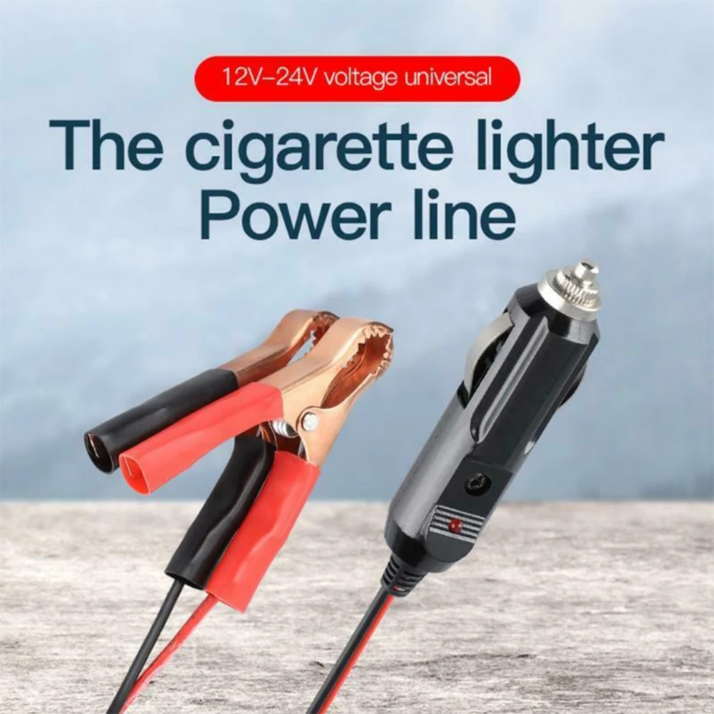 

Electrical Clip-On Cable 1pcs Alligator Clamp Automotive Battery Charge Cord Extension Cable Male Charger Lighter Brand New