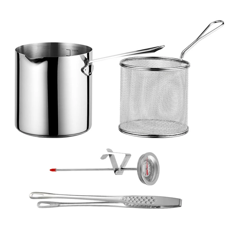 

Deep Fryer Pan Fryer Stainless Steel Stem Cooking Thermometer Clip Easy to Clean and Use Durable Kitchen Tool