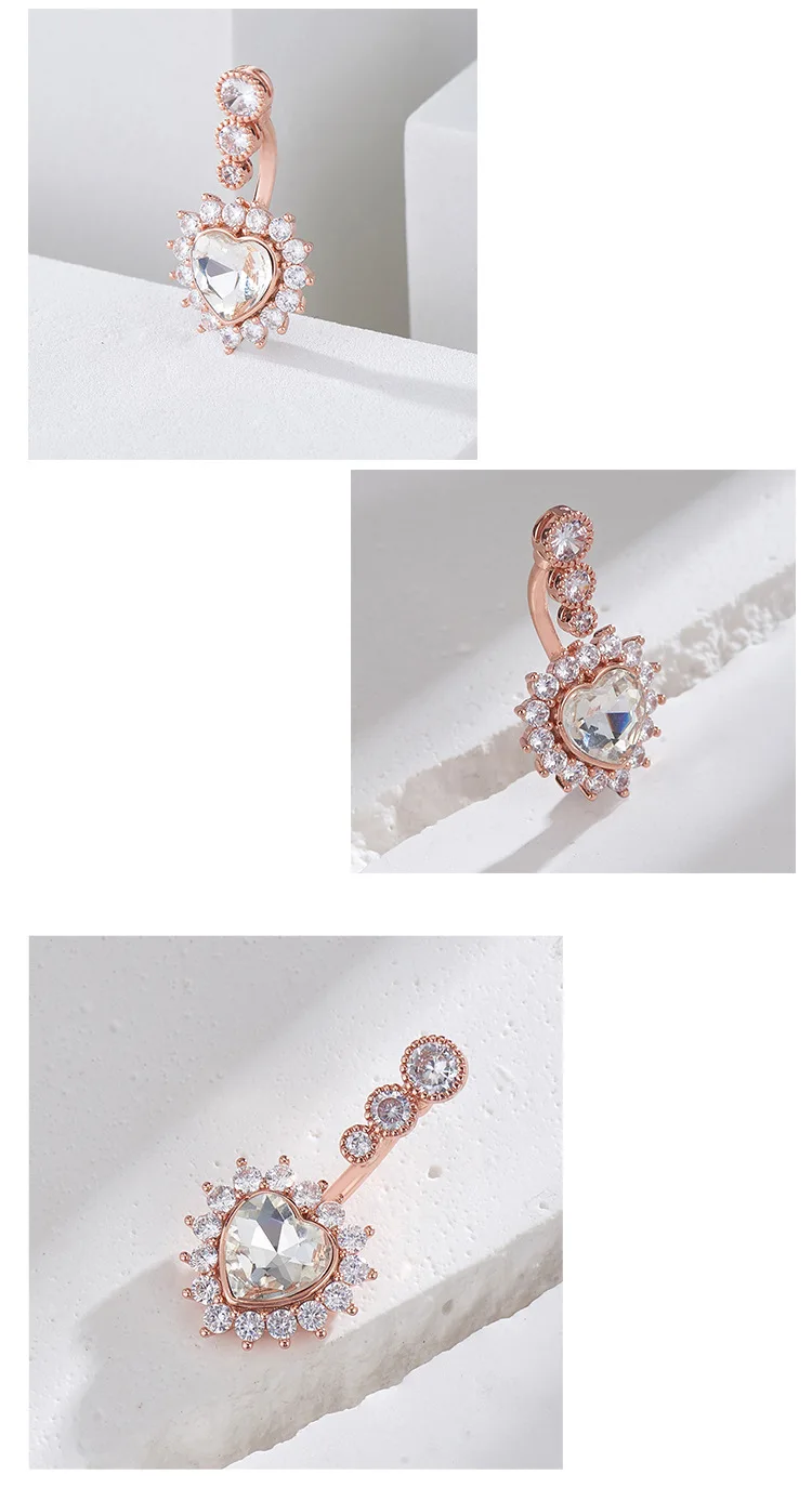 Piercing Ombelico In Argento 925 Con Cristalli - Gioiello Ipoallergenico E Regalo Elegante - Foto 5