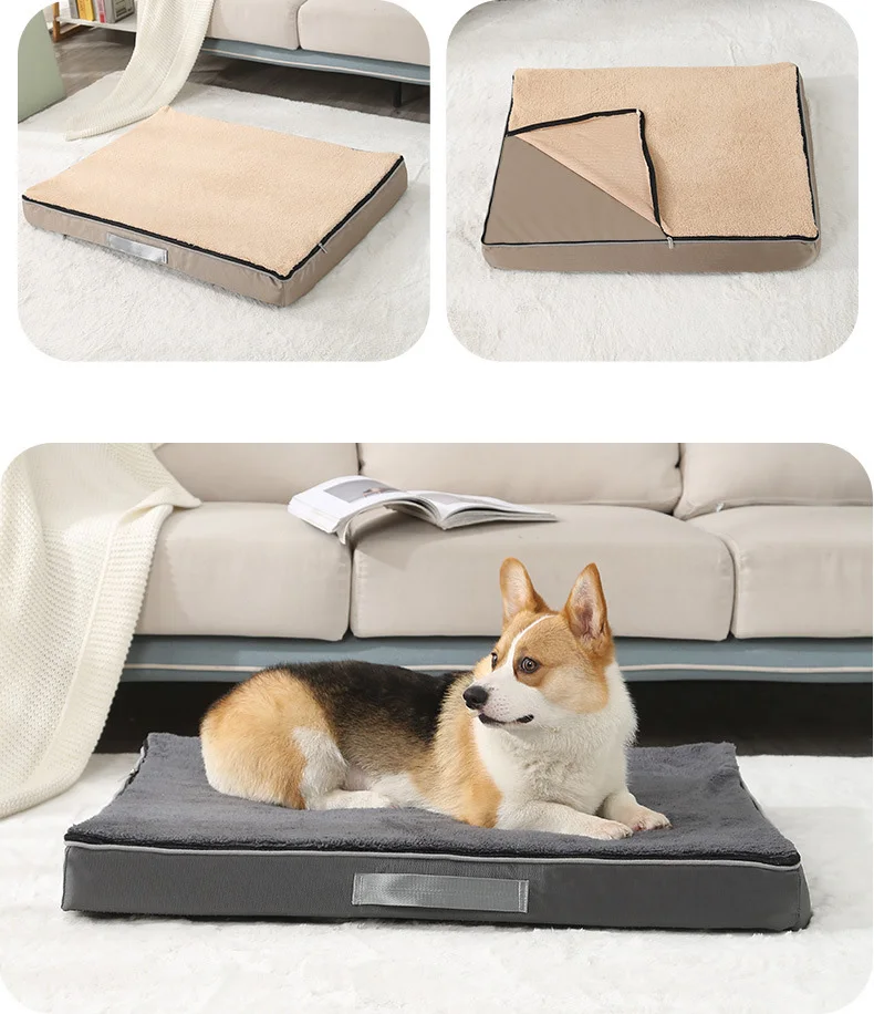 Plush Memory Foam Dog Bed for Large Dogs - Big Pet Bed with Removable and Washable Dog Mattress - Nonslip Egg Kennel Pad and Cat Sofa