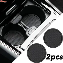 2PCS Universal Black Car Auto Cup Holder Insert Coaster Anti-slip Pad Mats For VW Honda Volvo Tesla Toyota Audi BMW Accessories