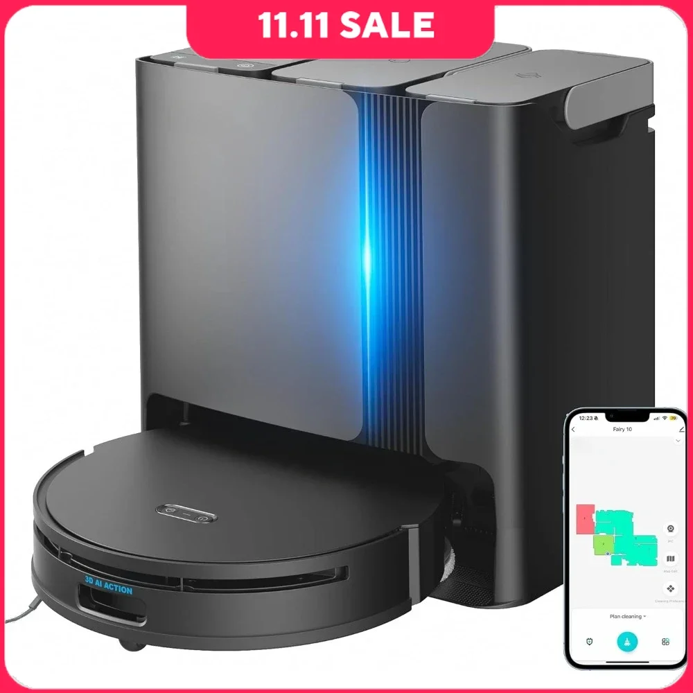 Commercial Wash Robots, Robot Vacuum Mop Combo, 6000 Pa Suction, Hidden LiDAR Navigation & Auto Lift Dual Mops, Wash Robots