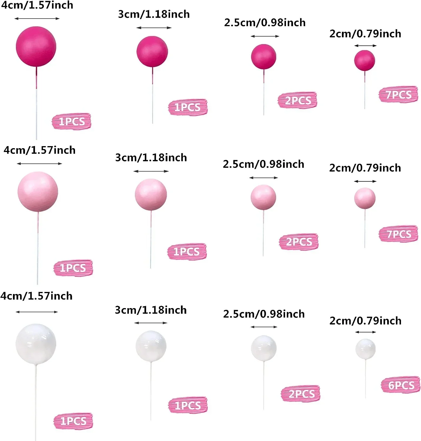 Ball Shaped Cake Picks Topper Cupcake Insert Topper for Birthday Party Wedding Decoration 32PCS cake topper