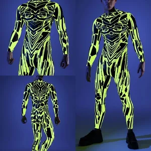 Unisex Cyber Punk 3D Digital Printing Halloween Party Role Play Outfit Women Men Cosplay Costume Carnival Jumpsuit