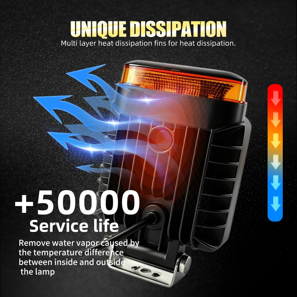 HL 4인치 사각형 플러드 LED 작업등 스트로브 경고등 (굴삭기, 지게차, 트랙터, ATV, UTV, 트럭, 엔지니어링, 오프로드용)
