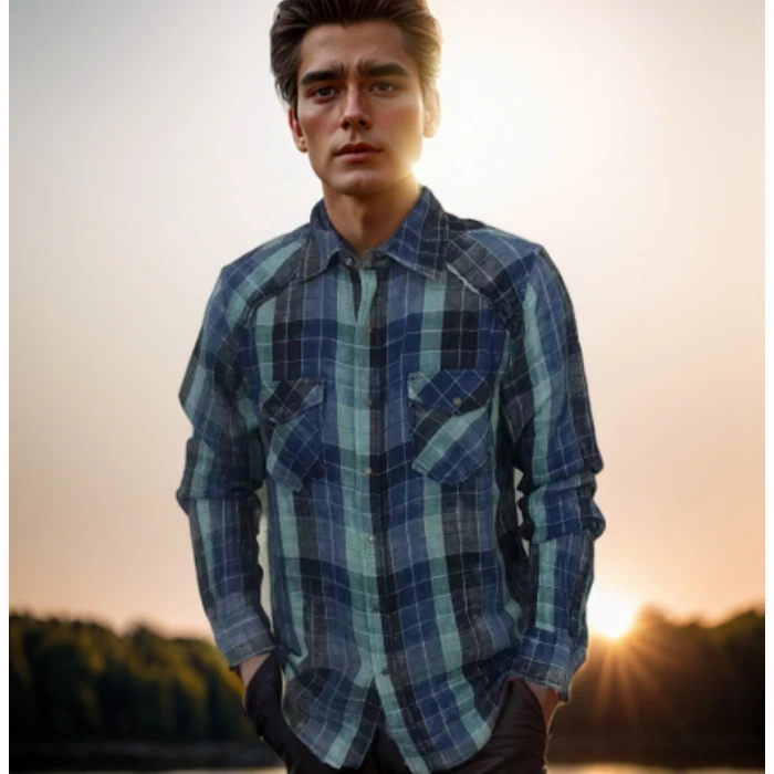 

Men's 100%cotton double yarns shirt Ozone wash western shirt