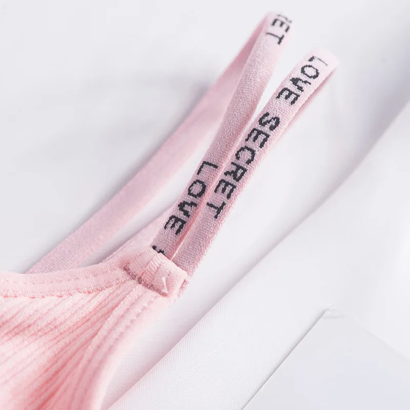 Women Lingerie Bra Student Sports Vest Breathable Seamless Sleep Underwear Hanging Letter Wrap Chest Comfortable