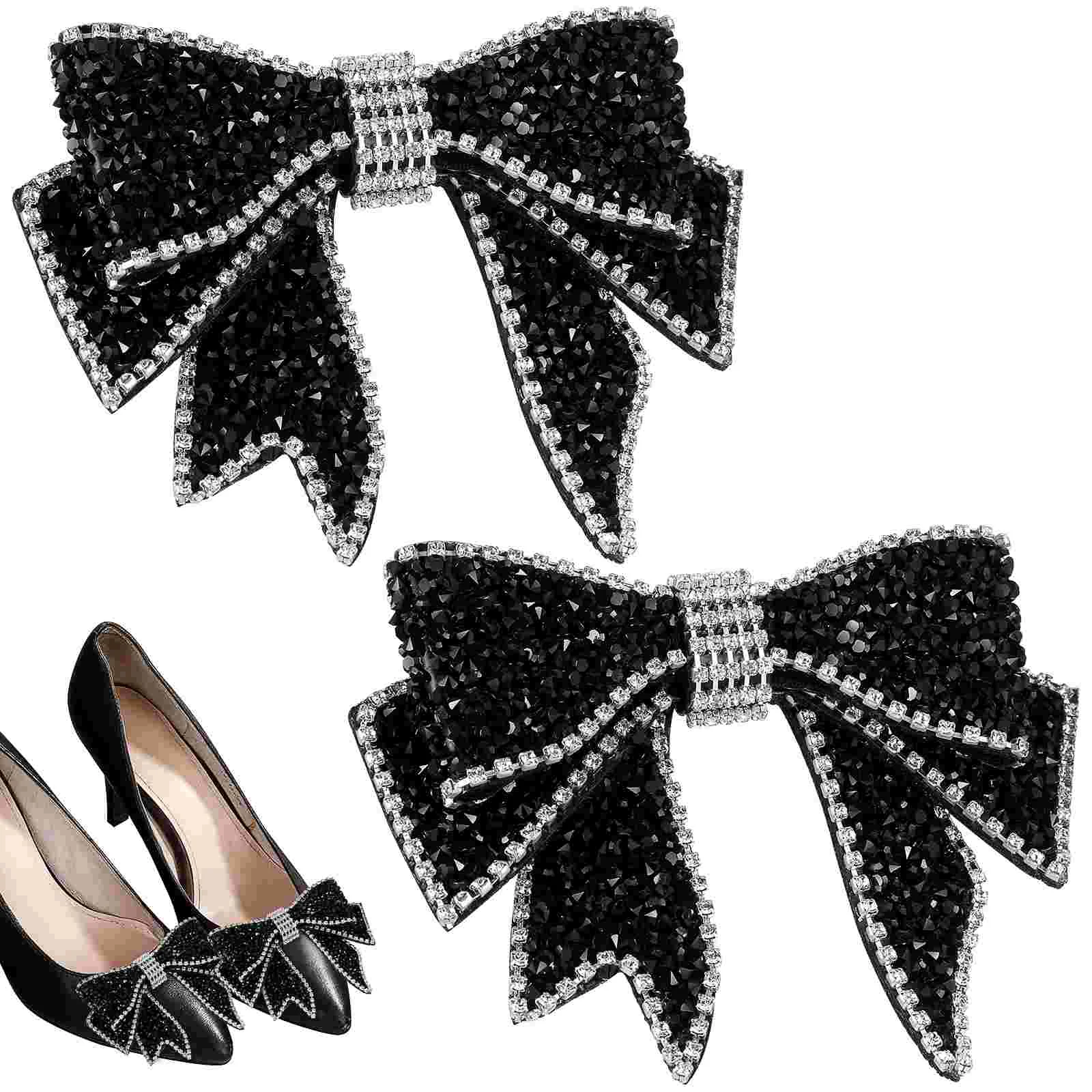 

1 Pair Kid Shoe Decoration Bow Shape Shoe Ornaments Rhinestone Shoe Decor