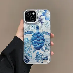 Vibrant Painted Sea Turtle Laser Protective Phone Case - iPhone 14 Pro (CH - White HYSW2 1)
