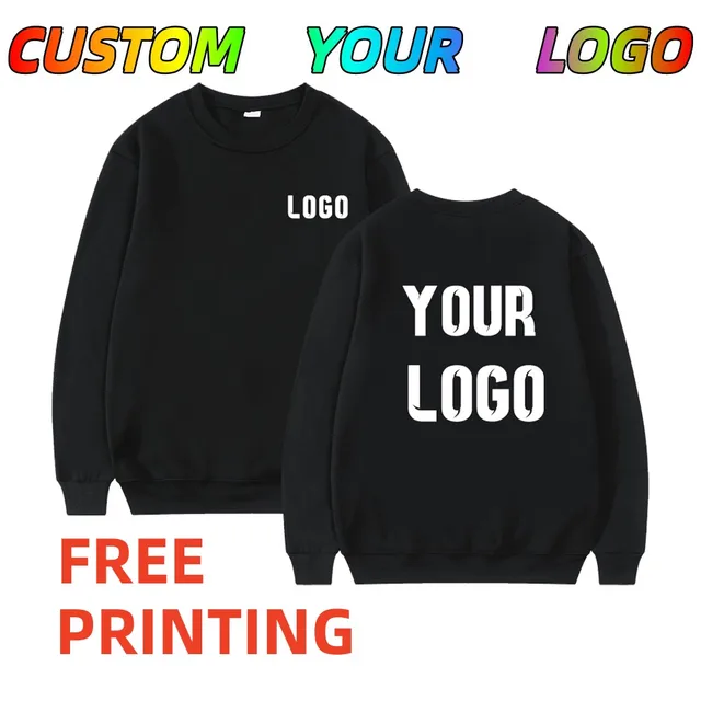 Free Print Cotton Round Neck Sweater Custom Logo Printed Personal Group Brand Embroidery Design Men and Women 11 Colors Sweater 1