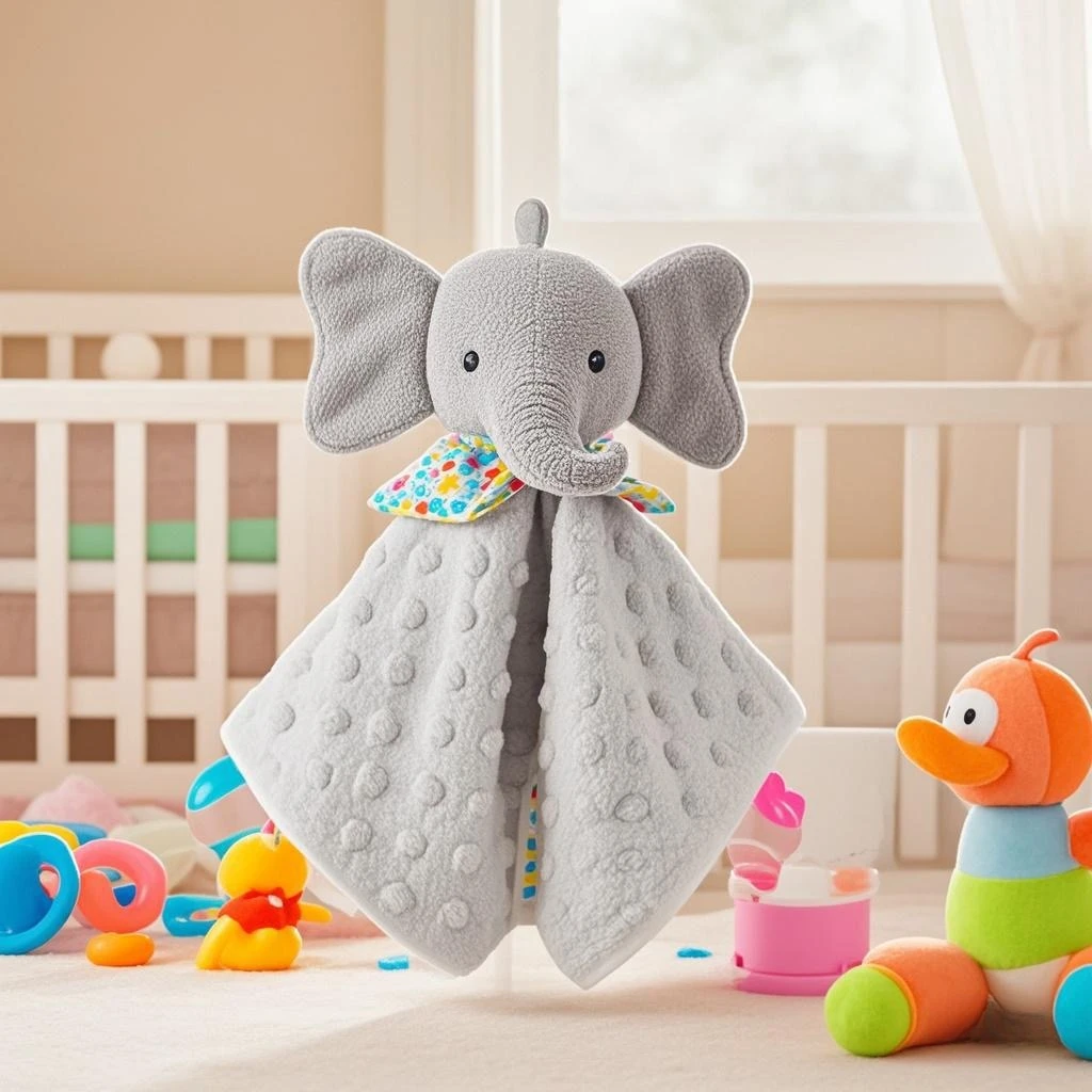 Elephant Baby Comforter Blanket Soft Appease Towel Baby Rattle Animals Toys Soothe Reassure Sleeping Towel Lathe HangingToddler