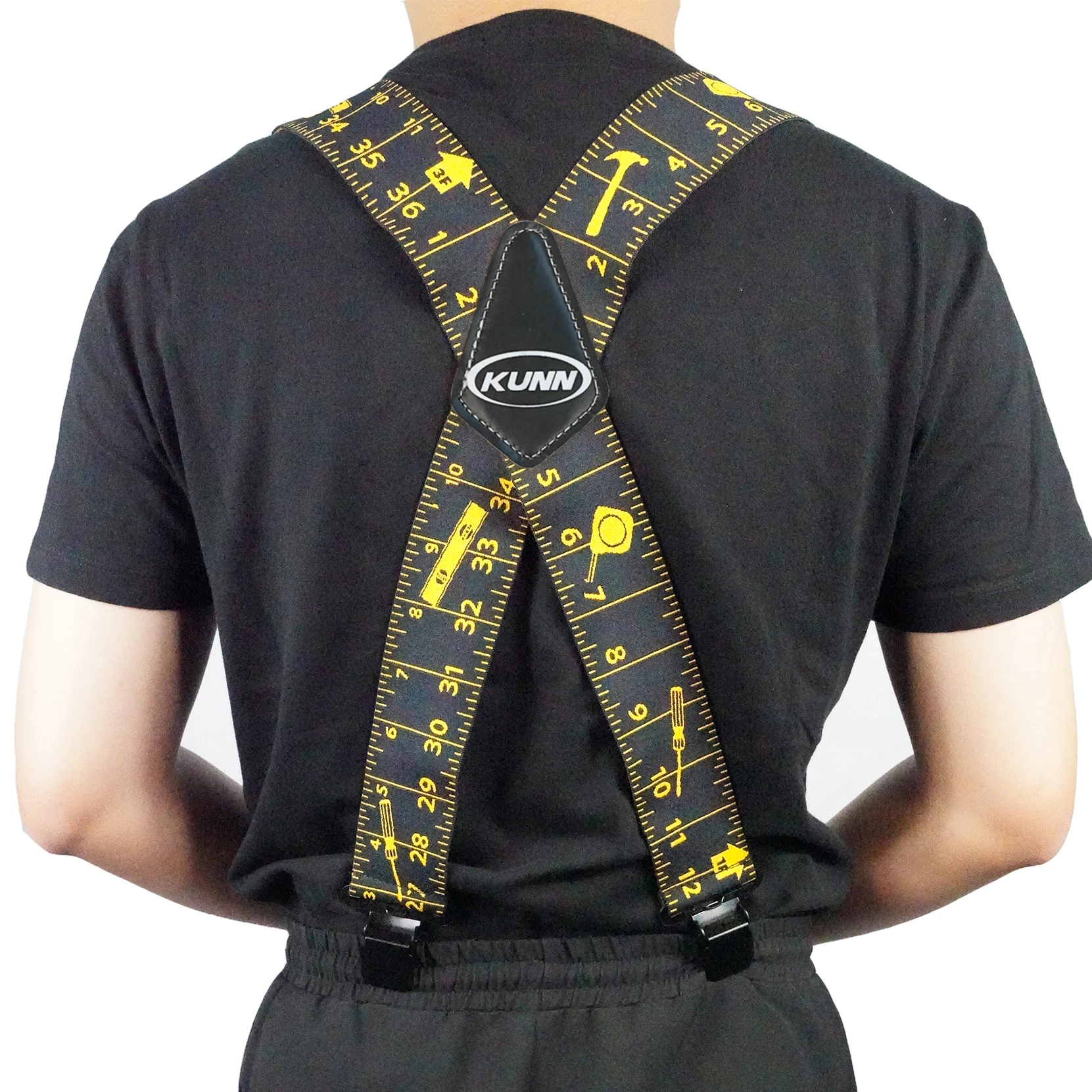 Men Suspender Tape Measure Pattern Fully Strength Elastic Heavy Duty Clip Ruler