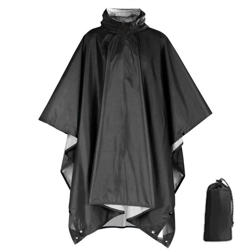 Zhehao 10-Pack Rain Ponchos For Adults - Black, Reusable, Waterproof EVA Plastic With Drawstring Hood