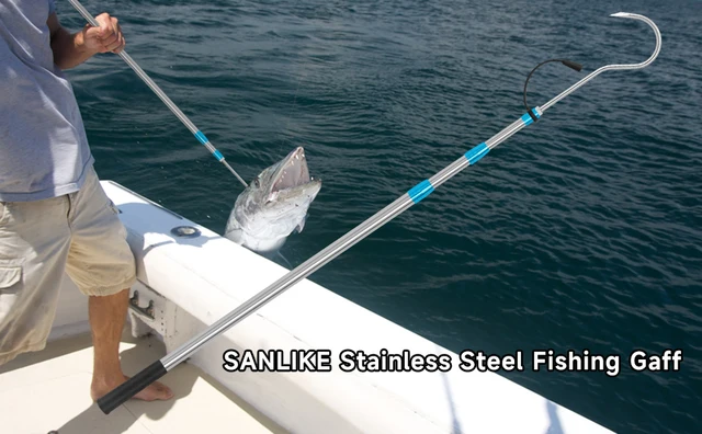 SANLIKE Telescopic Fish Gaff with Stainless Fishing Spear Hook Tackle  1.8M/2.1M Stainless Pole For Salt water Offshore Ice Tool - AliExpress