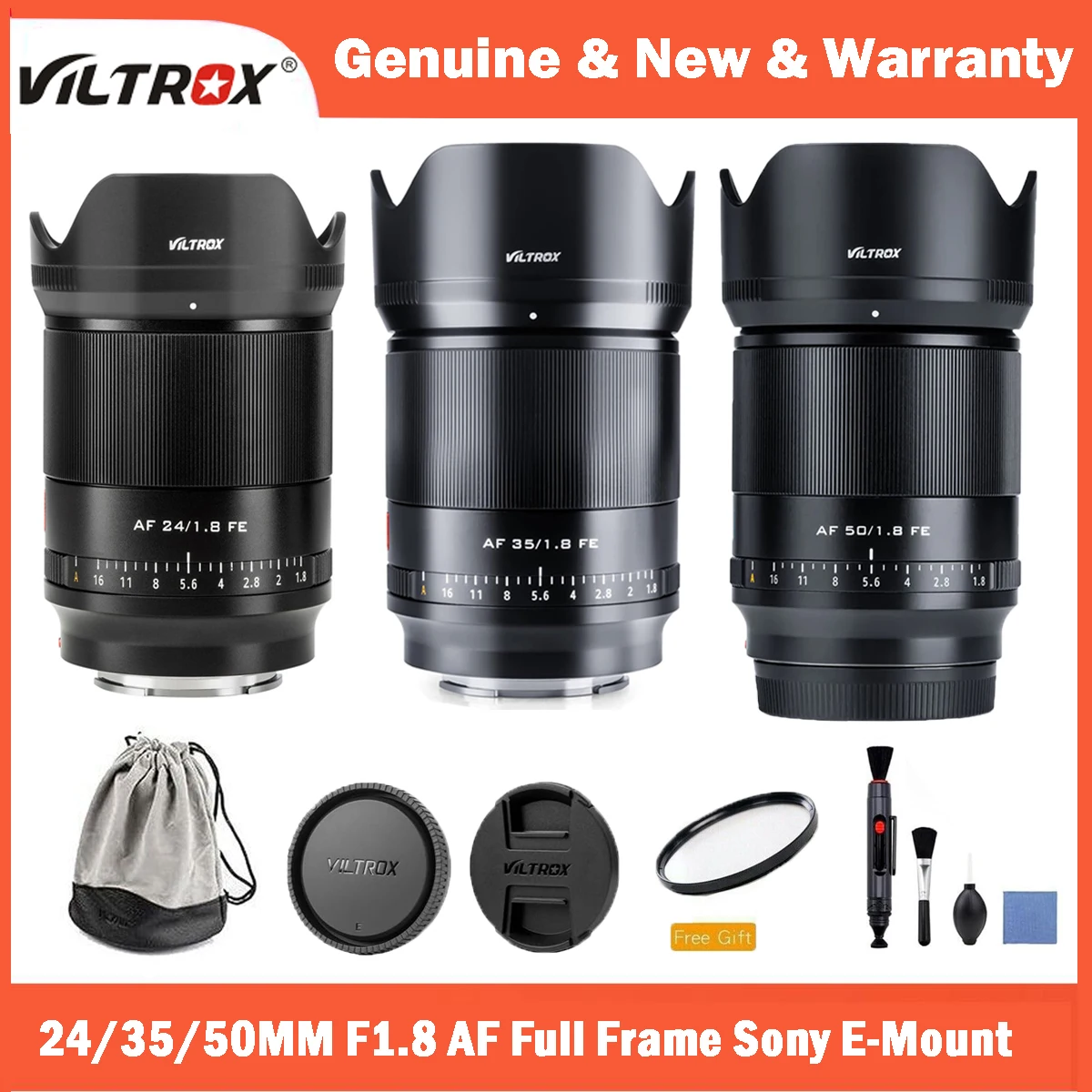 Viltrox 24Mm 35Mm 50Mm F1.8 Obiettivo Full Frame Con Messa A Fuoco Automatica Per Fotocamere Sony E Mount A6300 A6600 A7R4 A7Iii A7Iii A7Rii A7Ii A7Ra