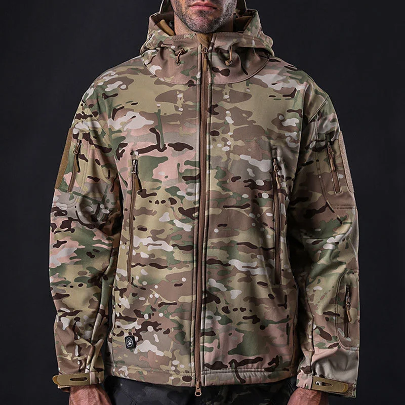 

Men's Military Soft Shell Airsoft Hiking s Fleece Army Jacket Tactical Clothing Multicam Camo Windbreakers Hunting
