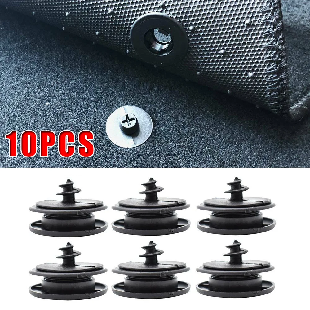 10Sets Universal Black Car Floor Mat Clips Carpet Retainer Fixing