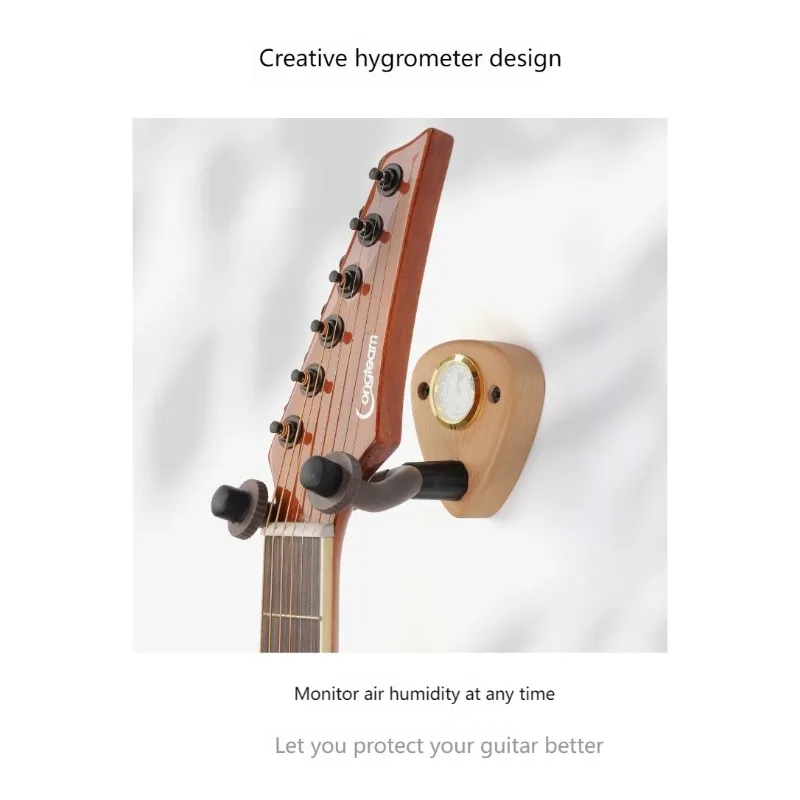 Multi-Instrument Wall Hanger with Hygrometer -Creative Display Stand for Guitar,Ukulele,Violin & Mandolin, Space-Saving Humidity