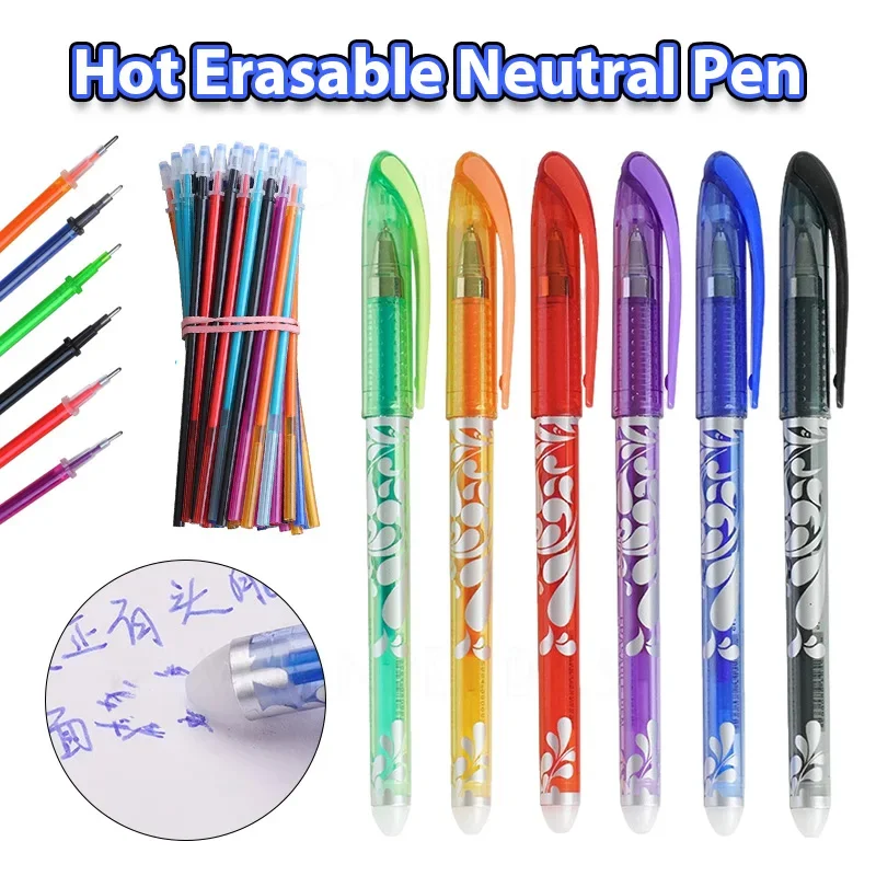 Gel Pens Erasable Gel Pen Set 6 Colors Ink Refills For School Student Office