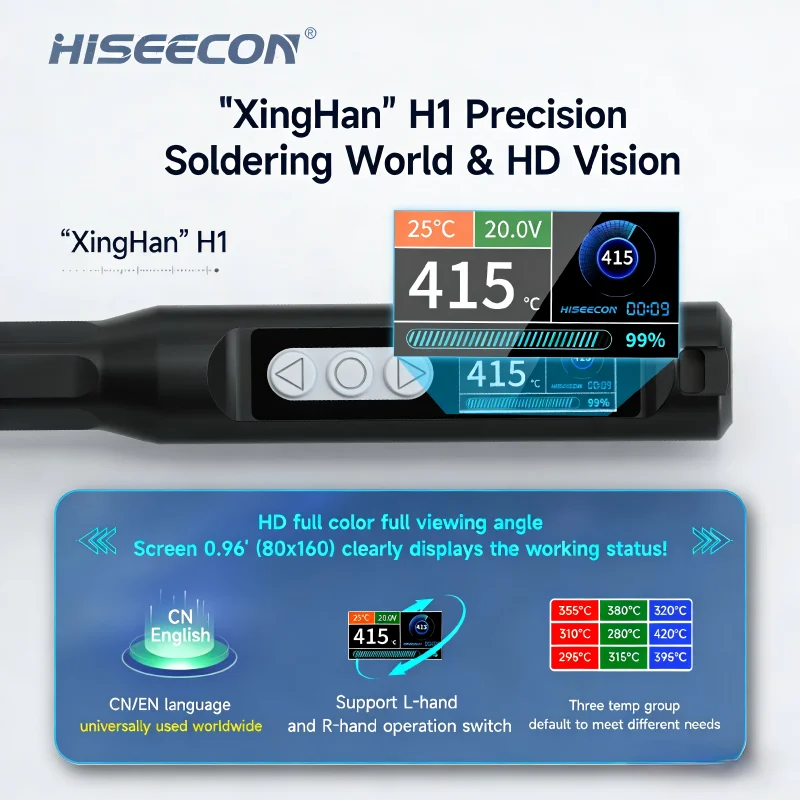 HISEECON H1 스마트 납땜 스테이션 65W 전기 납땜 인두 조절 가능한 일정 온도 고속 가열 납땜 인두 키트