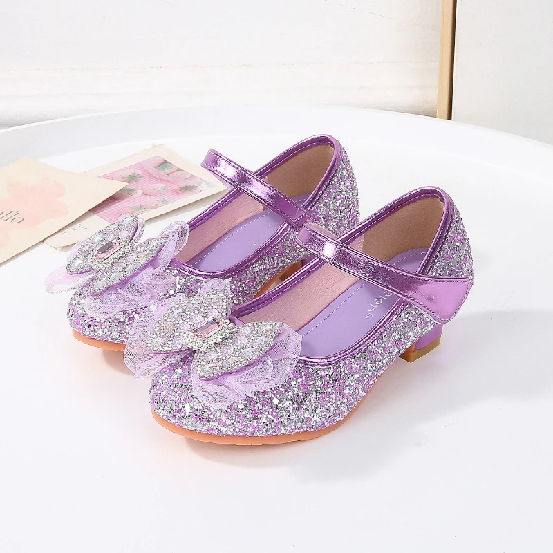 Girls Leather High Heels Shoes for Wedding Party