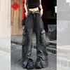 American high street men and women hip-hop personality multi pocket design straight leg jeans autumn retro loose casual pants 1