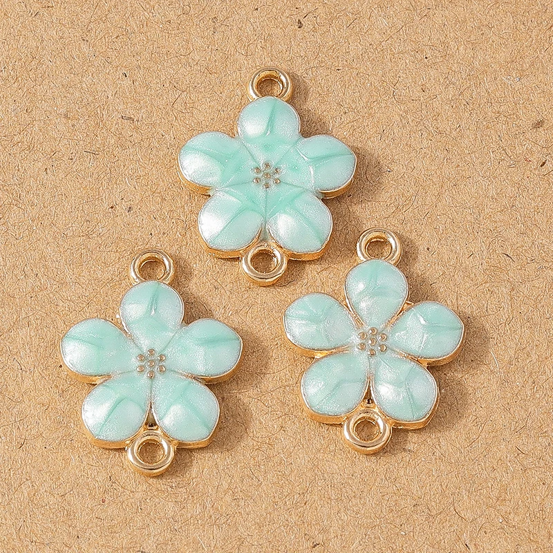 10 stücke niedlichen Emaille Rose Blume Charme Anhänger für Halskette Ohrringe DIY Armband handgemachte Schmuck Zubehör liefert – Detail 2