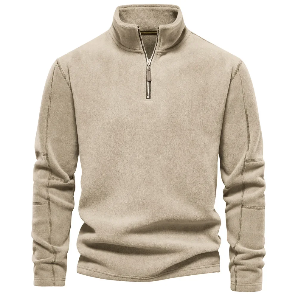 Men's Windbreaker Jackets For Men Fall Winter Warm Fleece Tops Men Sweatshirts Casual Pullover Fashion Solid Color Sweatshirt