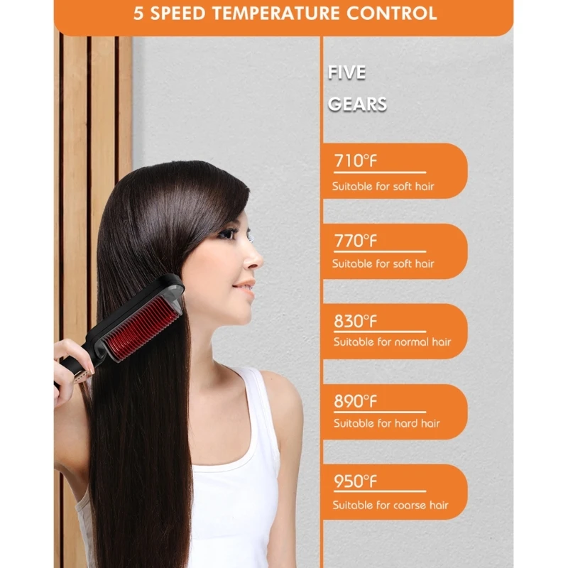 Hair Straightener Hair Straightening Brush Styling Comb with 5 Temp Settings Dropshipping 3