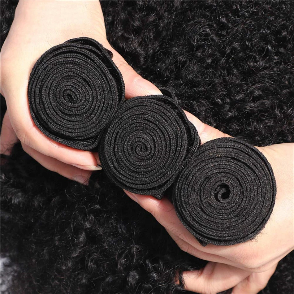 Mongolian Afro Kinky Curly Bundles Human Hair 8-20 Inch Bulk Human Hair Unprocessed Virgin Bundles for Women Natural Black