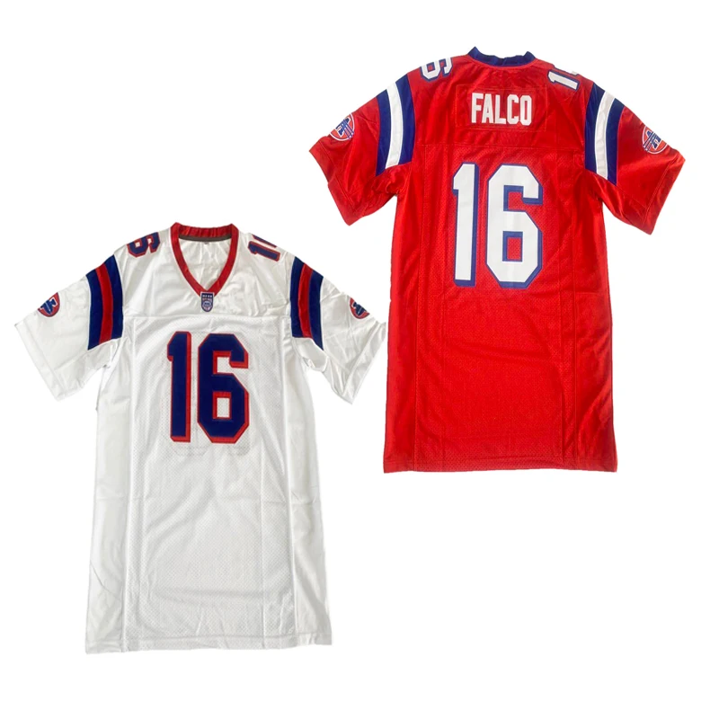Bg American Football Jersey Replacements Sentinels 16 Falco Outdoor Sports Mesh Ventilation Sewing Embroidery White Red New