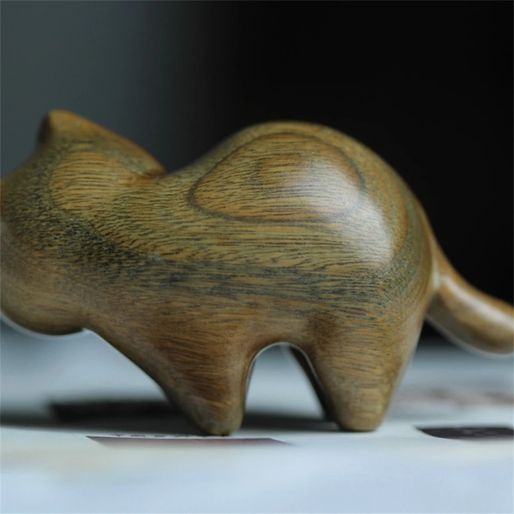Description Picture 5 of itemSandalwood Hand Carved Wood Cat Sandalwood Decoration Cat Wooden Crafts Desktop Decoration Ornaments Sculptures & Statues Cat
