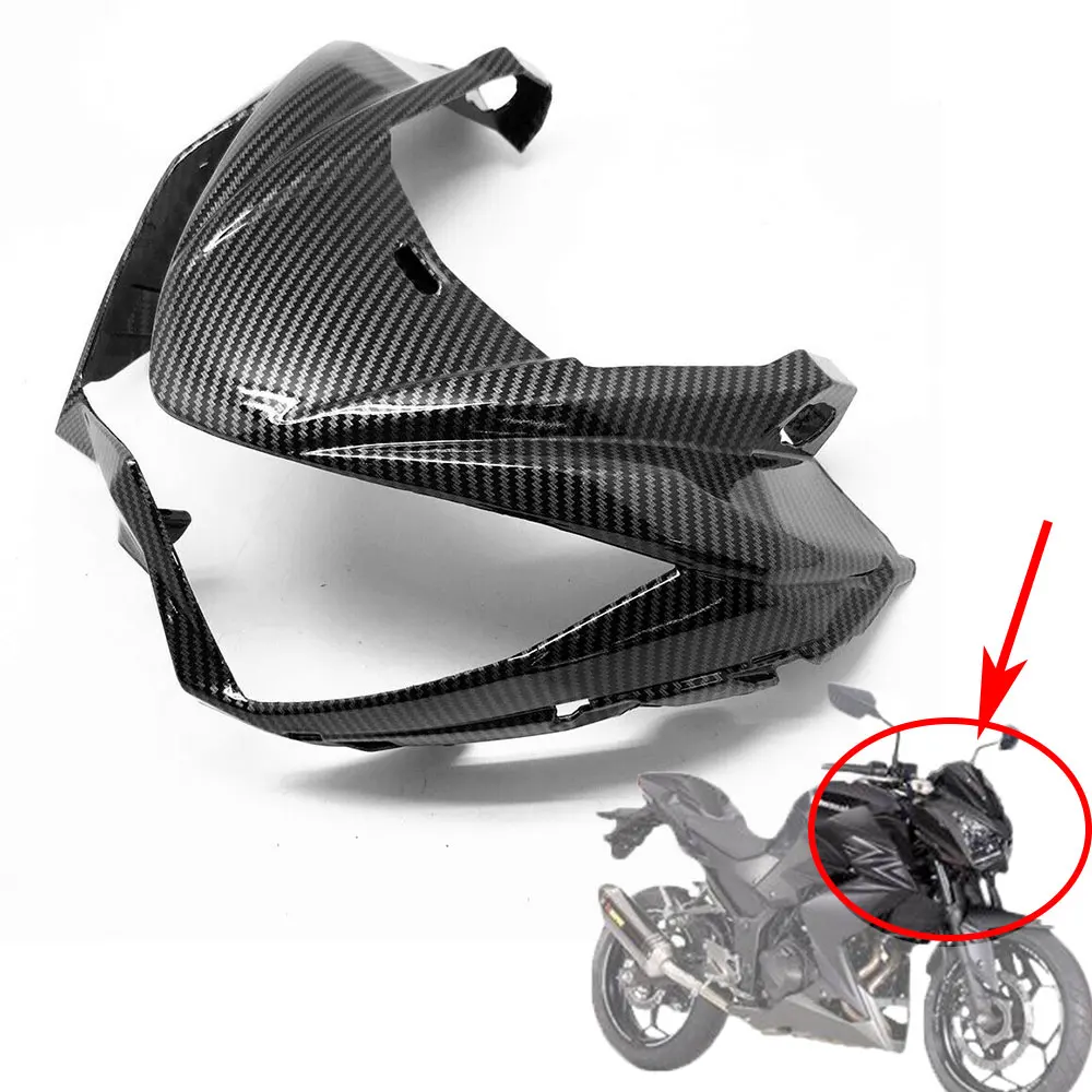

Front Upper Nose Headlight Surround Fairing Head Lamp Cowl Cover For Kawasaki Z250 Z300 2013-2017 Motorcycle ABS Plastic Panel