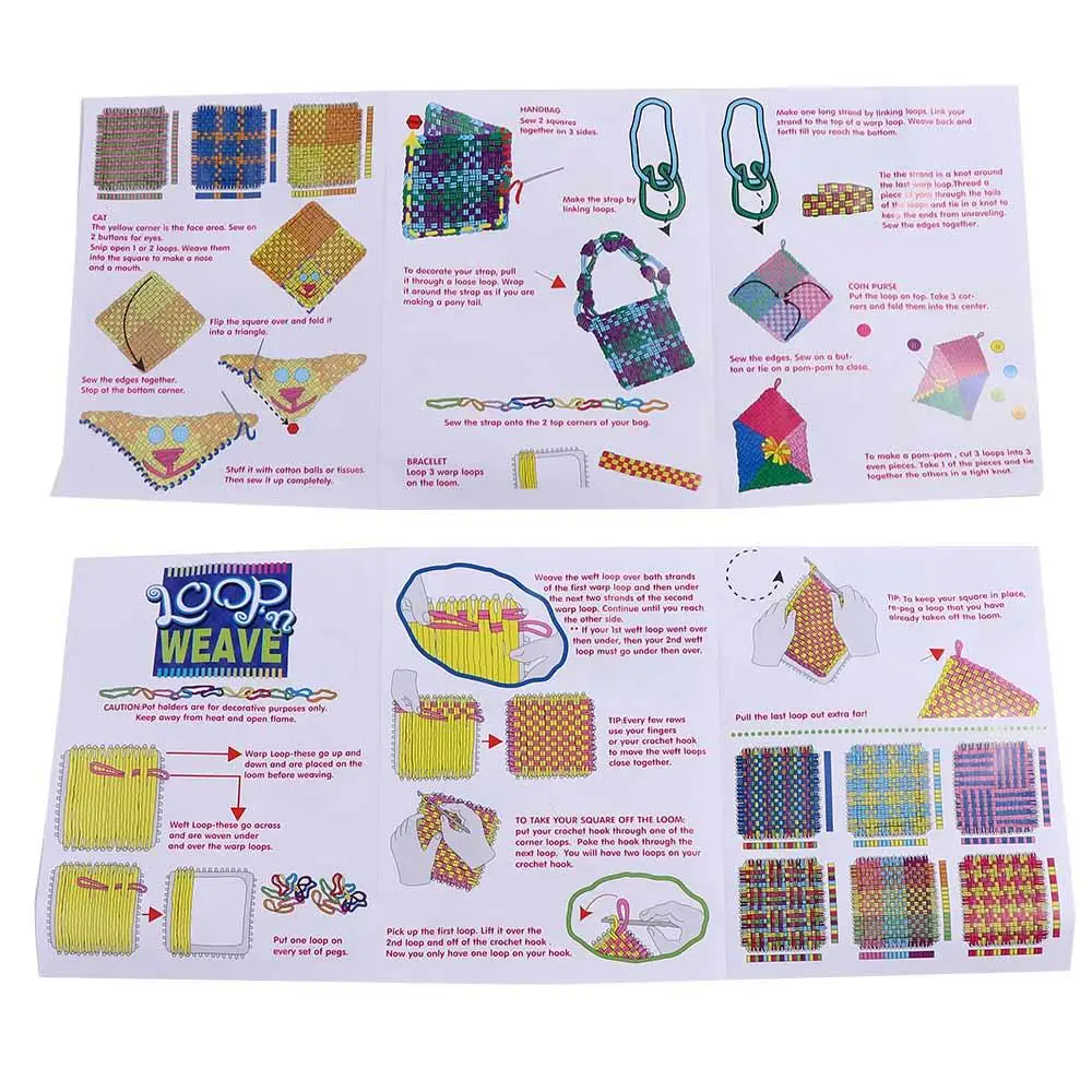 Handcraft Pot Holder Loom Knitting Kits Loom Frame Rope Ring Weaving Potholder Loops Crafts Kit Elastic Knitting