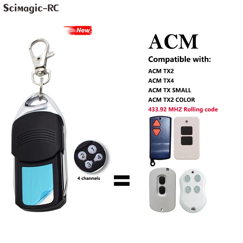 

ACM Garage Door Remote Control 433.92mhz Rolling Code Door Command Transmitter Opener ACM TX2 TX4 TX SMALL TX2 COLOR