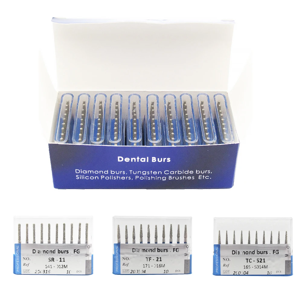 10 Pcs/box Dental Diamond Bur Multiple Models Optional Fit For Dental High Speed Handpiece