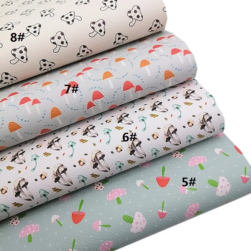 Description Picture 3 of itemAutumn Mushroom Custom Faux Leather Sheets Fall Synthetic Leather Felt Backing Leather For DIY Craft Sheets Mini Rolls W158