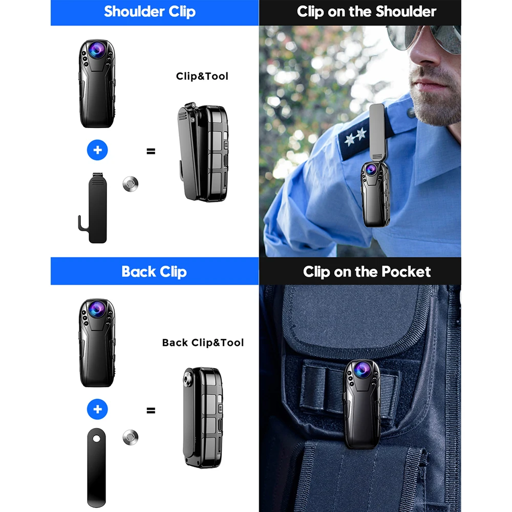 Outdoor Carry Mini Câmera Visão Noturna Infravermelha 1080p Full hd Dash Cam Filmadora de Vídeo Policial 125 ° Super Wide Angle Boblov-l02 - Image 5