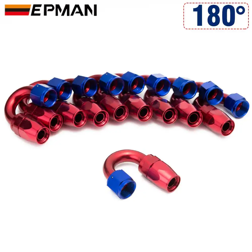 EPMAN 10PCS/LOT Straight AN10 Hose End Fitting 45 60 90 120 180 Degree Aluminum oil cooler hose fitting