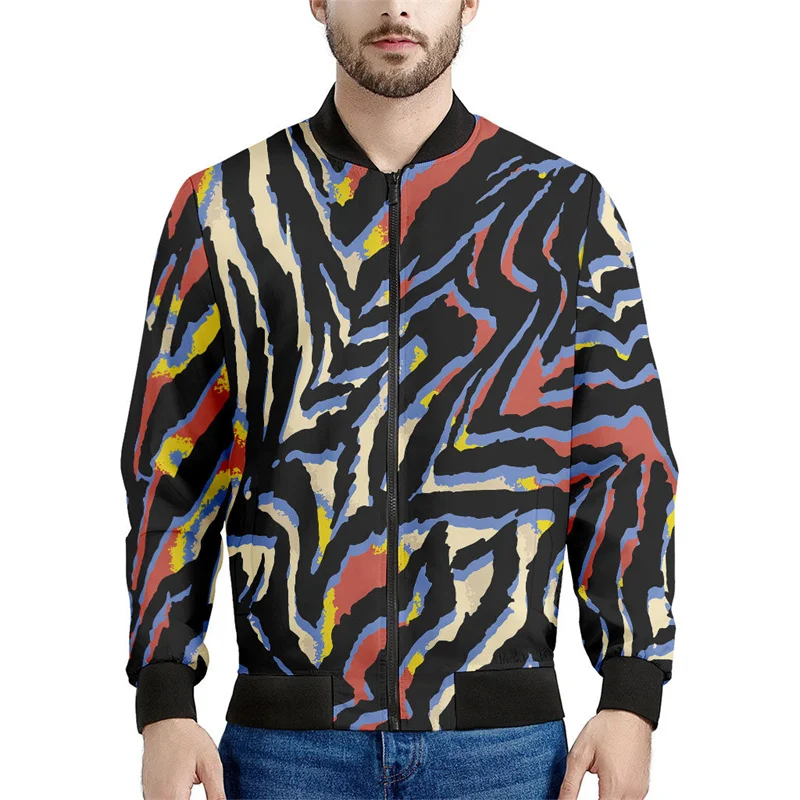 thumbnail image 1 of Chaqueta con estampado de cebra abstracto en 3D, ropa para hombre, sudadera con estampado de flores, chaquetas bomber informales con cremallera para mujer, ropa de calle, abrigo, 1 of 5