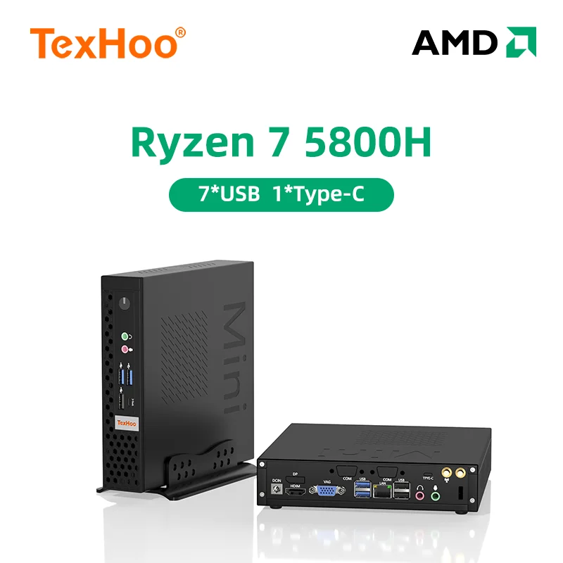 Мини-ПК TexHoo, игровой AMD Ryzen 7 5800H 4700U Windows 11 DDR4 Nvme SSD Мини ПК WIFI6 BT5.2 для игрового настольного компьютера