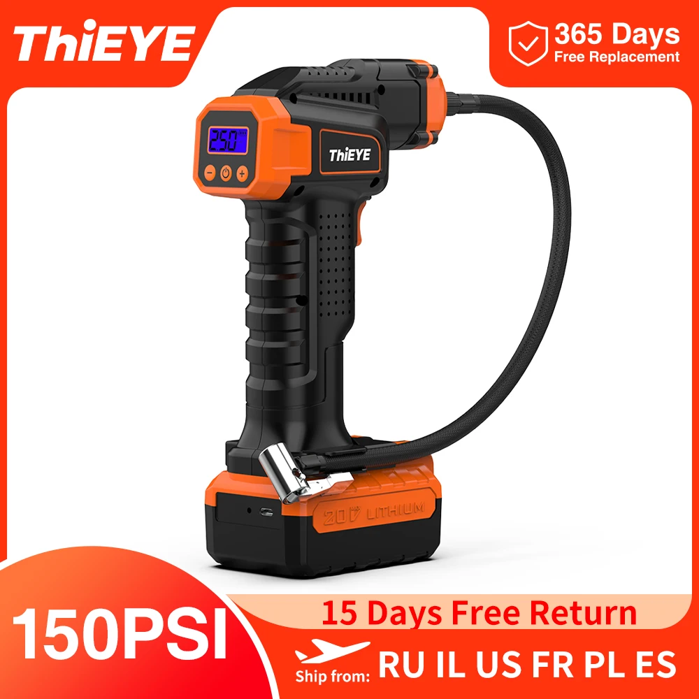 

ThiEYE Car Air Compressor 150PSI 20V Portable Cordless Inflator Pump Air Pump Car Tire Inflator Digital for Car Bicycle