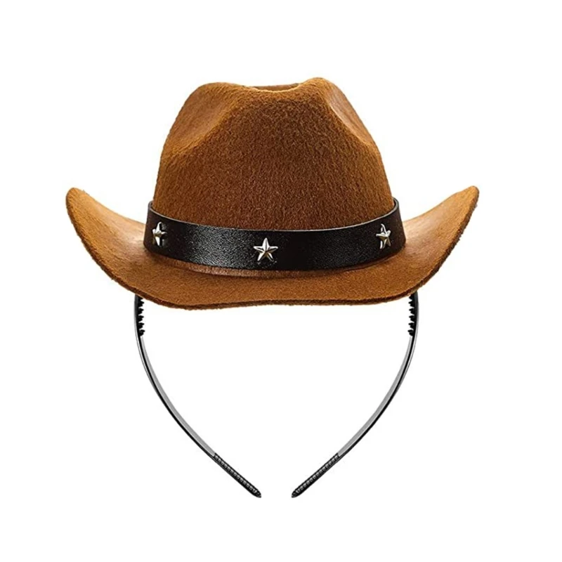 Fascia Per Capelli Con Cappellino Cowboy Rosa – Mini Copricapo Cowgirl Per Festa Halloween E Carnevale - 6