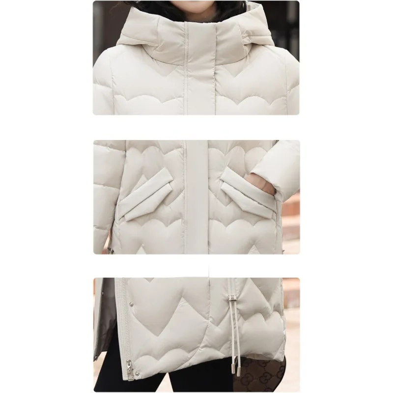 2023 New Women Down Jacket Winter Coat Female Mid Length Version Parkas Loose Thick Warm Outwear Hooded Leisure Time Overcoat