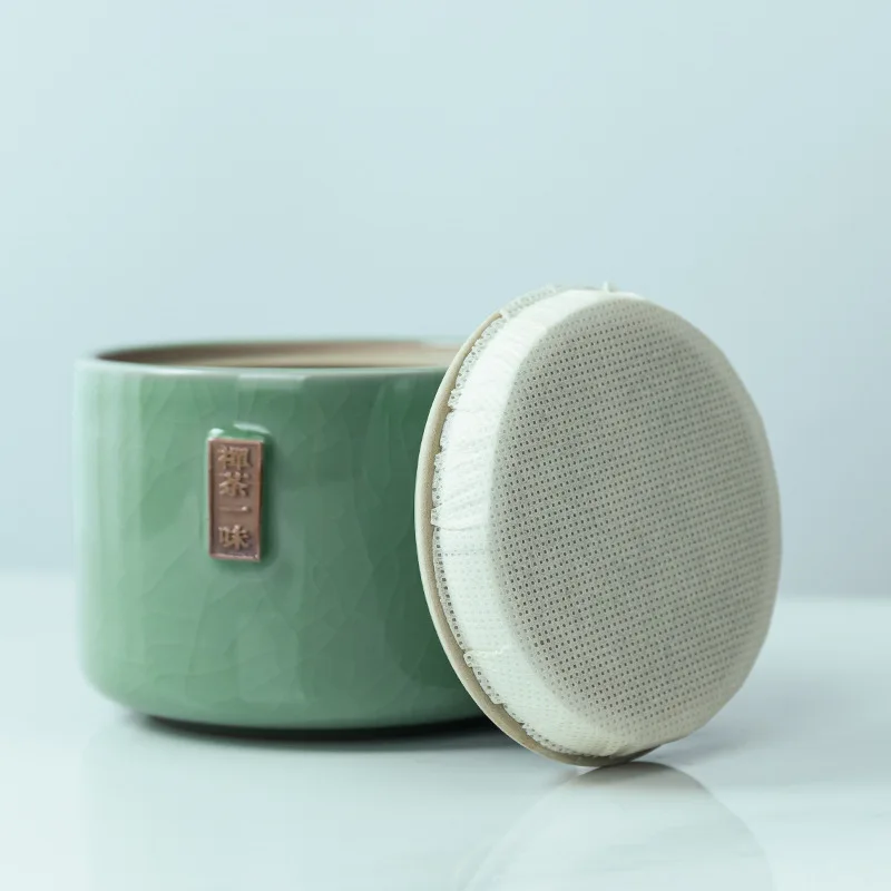 Tea Tea Bag Storage Box Geyao Pot Ceramic Seal Pot Sugar Moisture-proof Living Room Coffee Table Decoration ceramic storage jar airtight container tea bag organizer