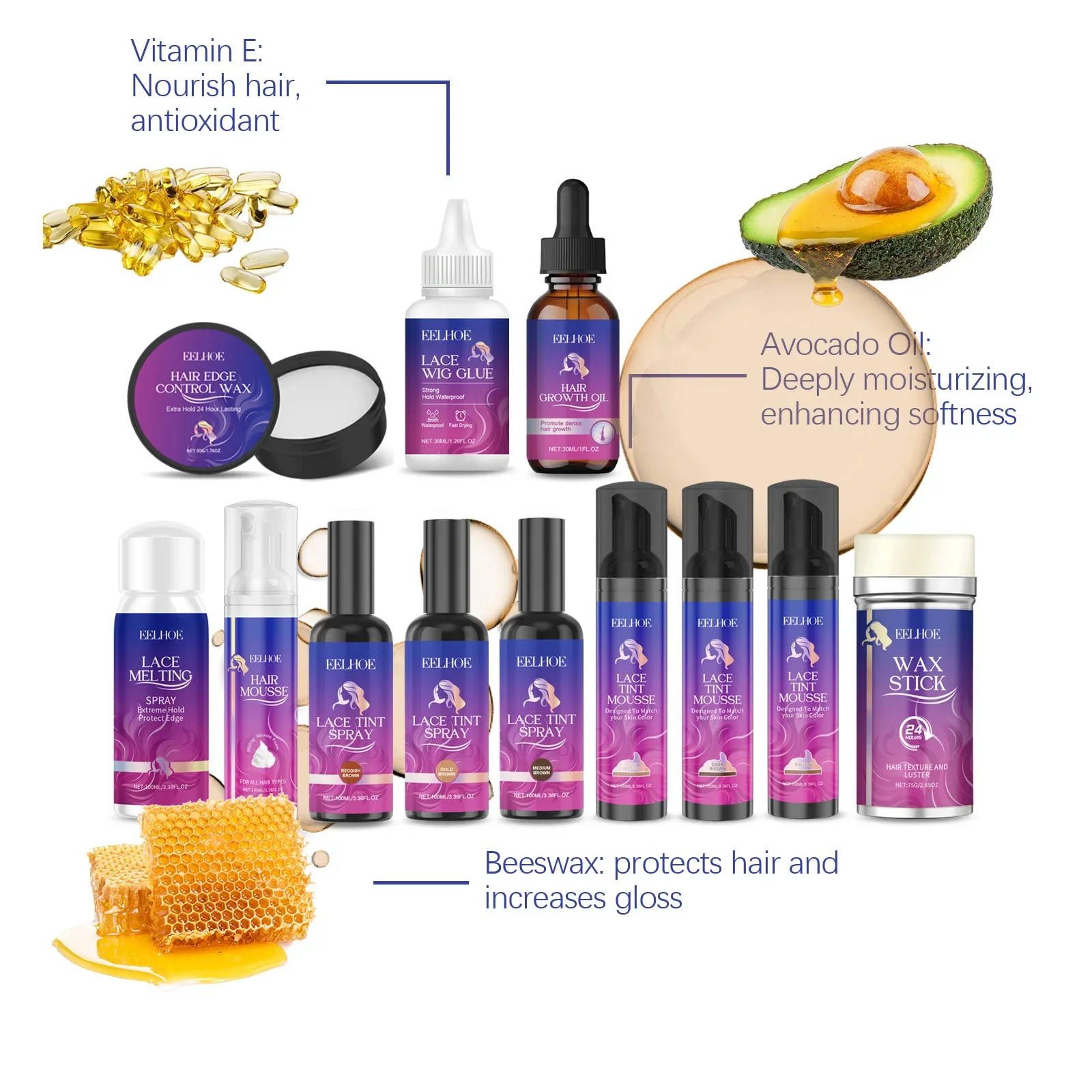 Hair Wig Care Set, Lace Wig Invisible Glue Hair Styling Care 30ml