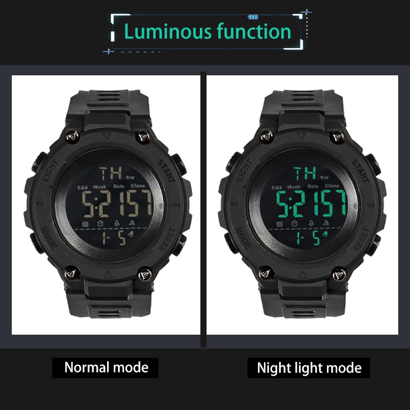 YIKAZE Men's Multifunction Watches Sports Waterproof Digital Watch for Man Luminous Chronograph Alarm LED Display Men Wristwatch