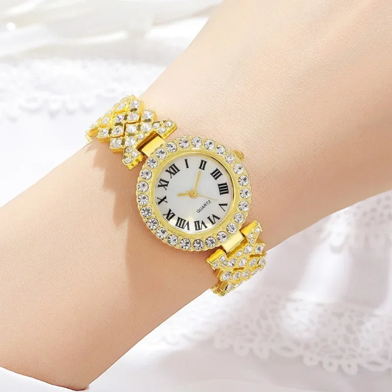 Diamond Women's Bracelet Watch Luxury Fashion Watch Bracelet Set Full Crystal 5Pcs Watches for Women Rhinestone Set Gifts Reloj 6