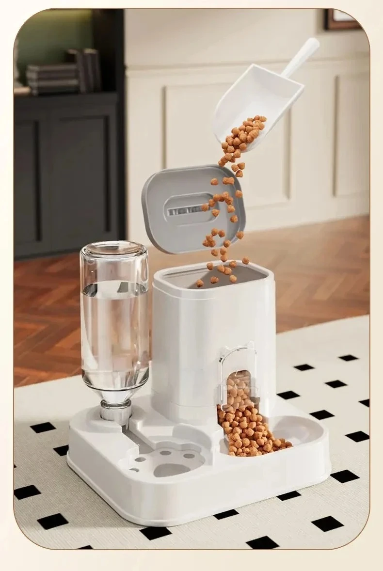 automatic   water dispenser with integrated feeder - 1-10l capacity, no battery needed,   for easy monitoring, durable pet food & water basin for indoor/outdoor use, cat water dispenser,   accessory, sturdy construction, without battery Product details 3